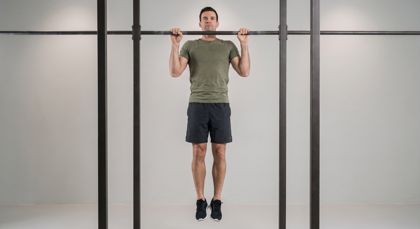 Atleta realizando un chin-up con agarre supino