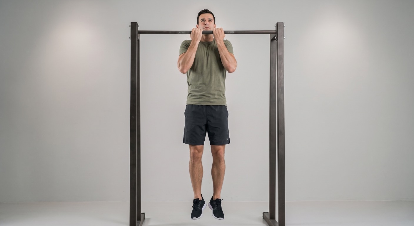 Atleta realizando una dominada con agarre cerrado